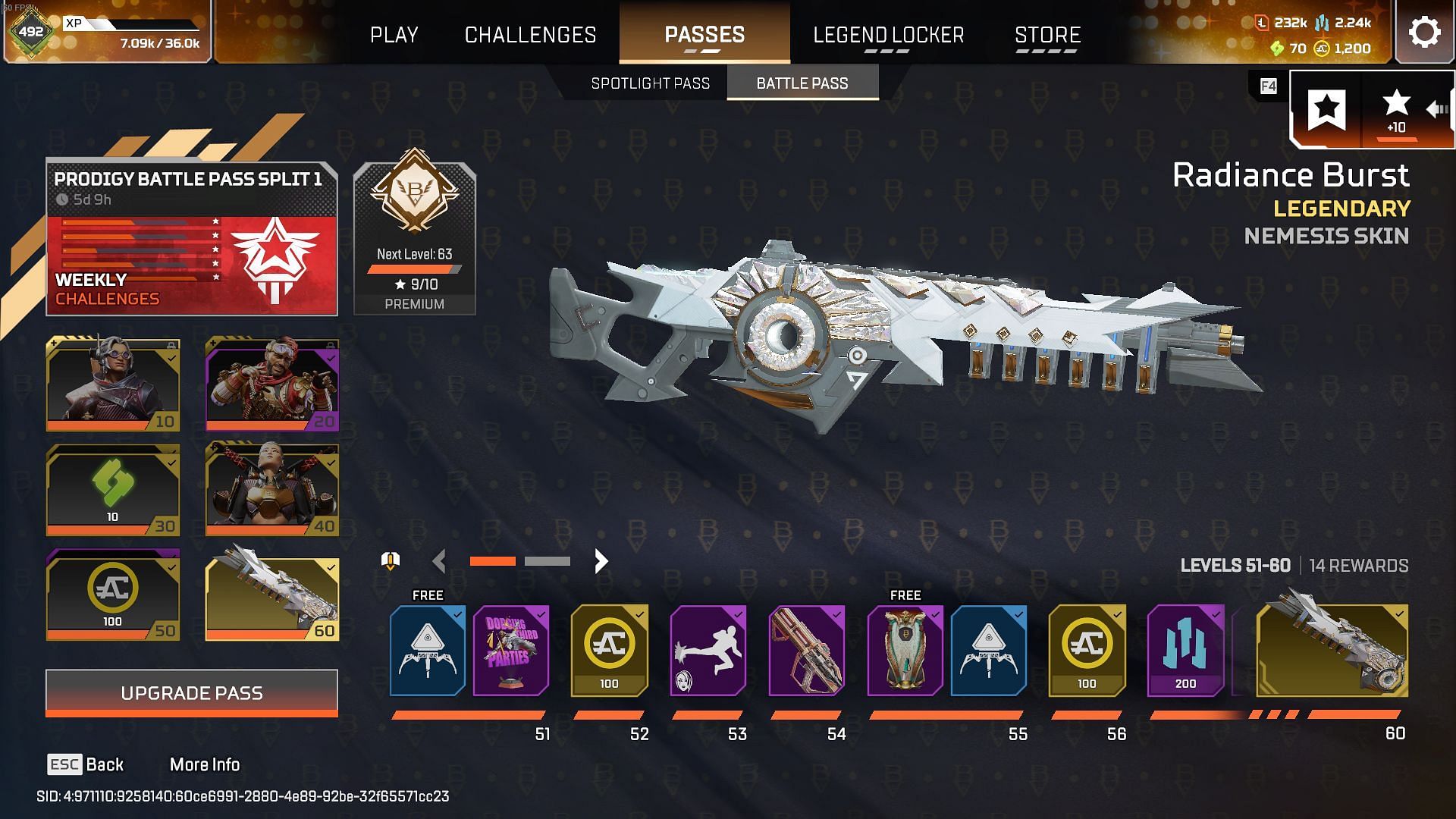 Apex Legends Season 25 Split 1 Battle Pass tab (Image via Sportskeeda Gaming | EA)